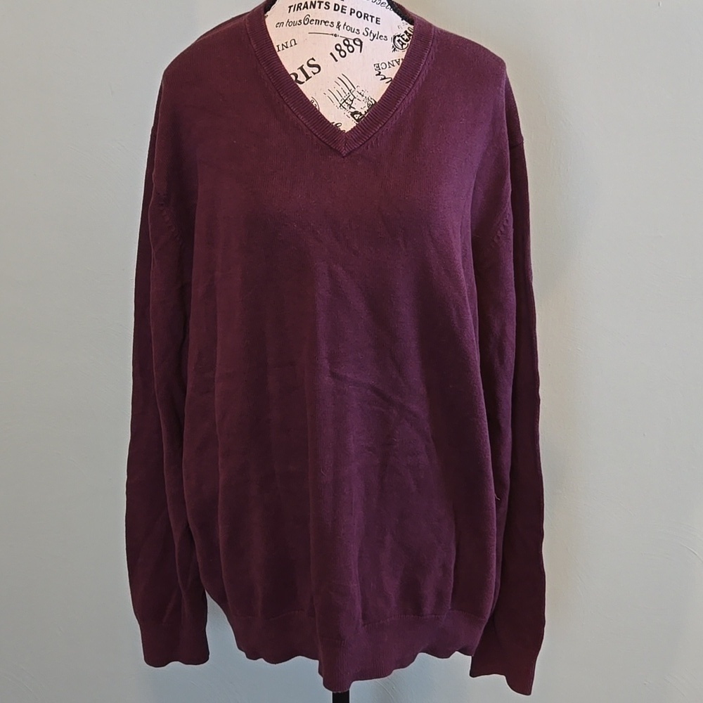 Burgundy V-neck Sweater